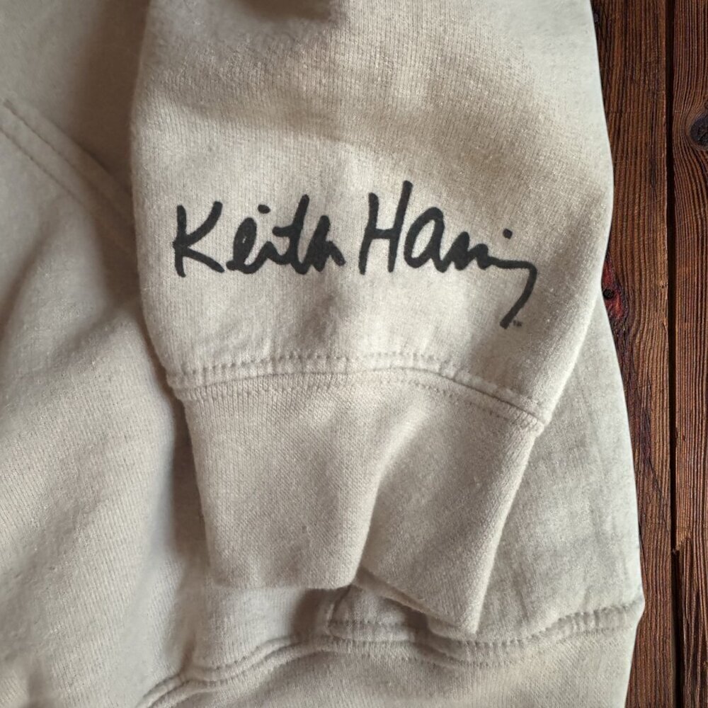 KEITH HARING Wearable Art Arms United Cream Ivory Hoodie S - Picture 3 of 5